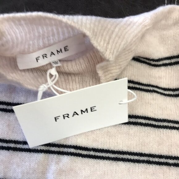 FRAME Stripe Wool & Cashmere Crop Sweater - Picture 9 of 9